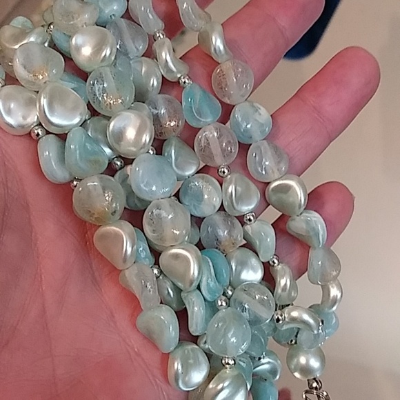 Multi Strain Light Blue Beaded Necklace - Picture 17 of 17